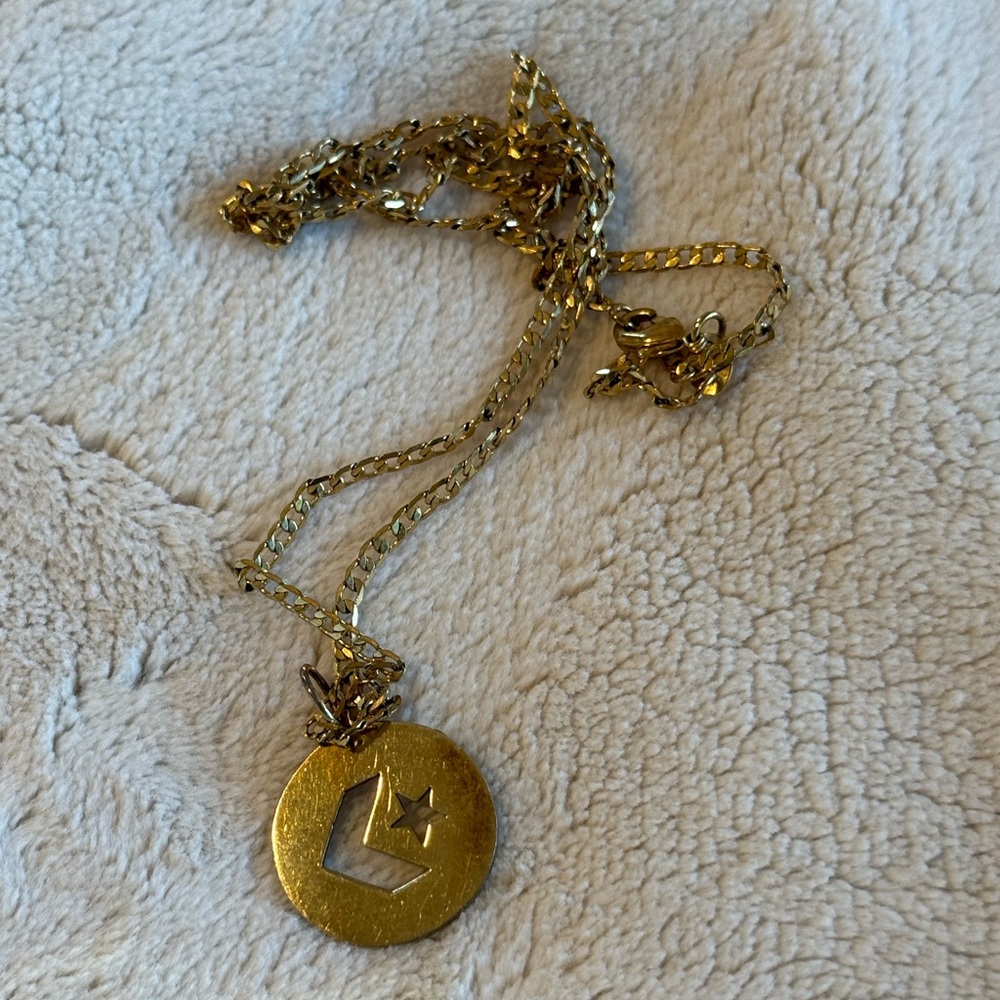 Converse Gold Star Chevron Logo  Pendant Necklace